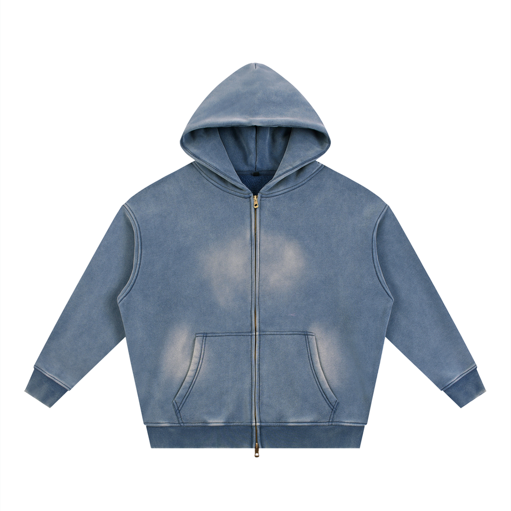 Sunfade Two-way Zip up Fleece Hoodie